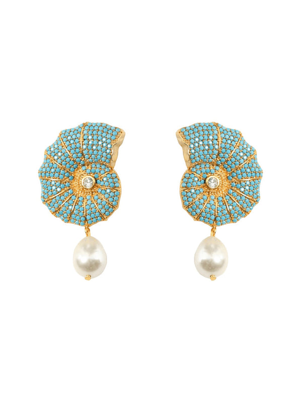 Turquoise fossil earrings
